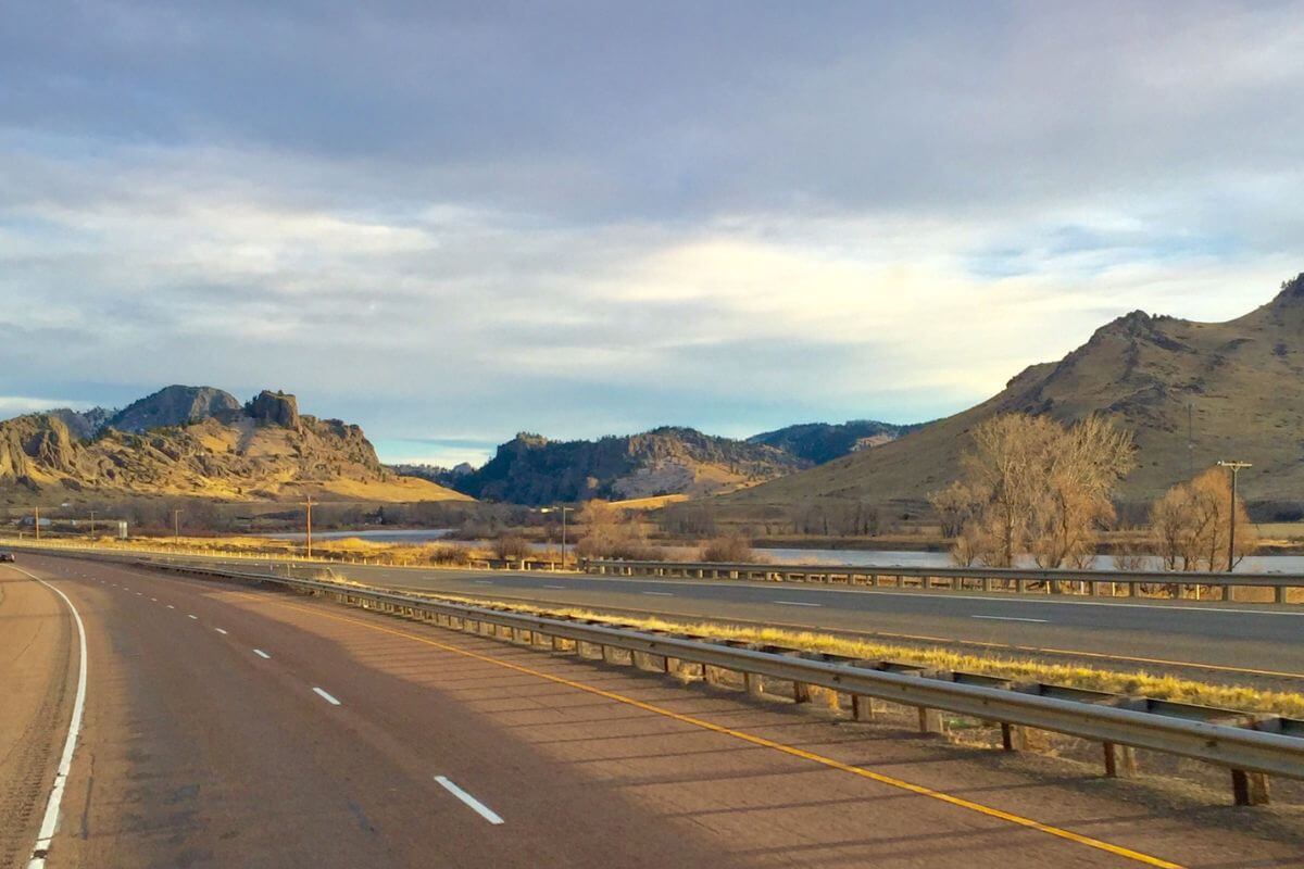 Highway in Montana Along a River