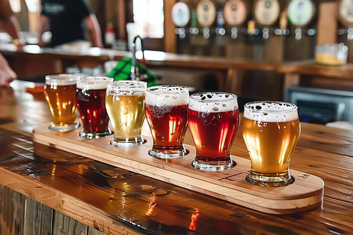Local Montana craft beers lined up on a bar