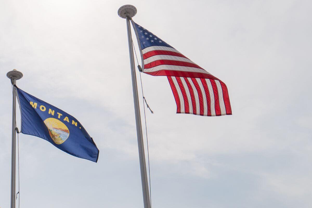 American and Montana Flags