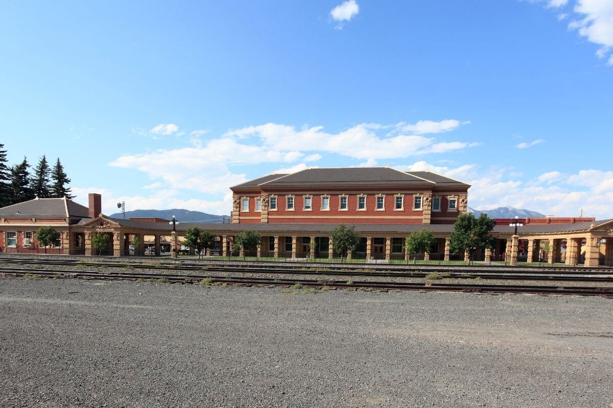 An old train station nestled in Montana.