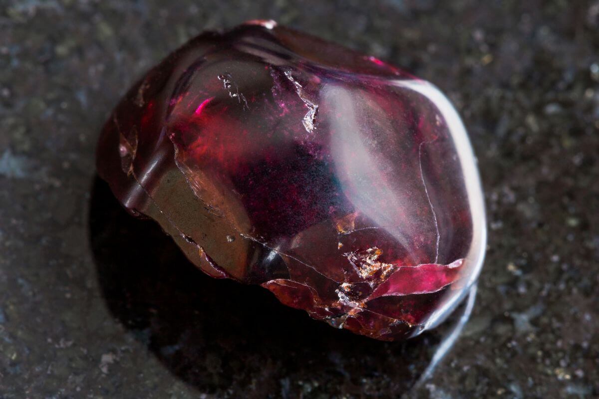 A purplish-red Montana garnet.