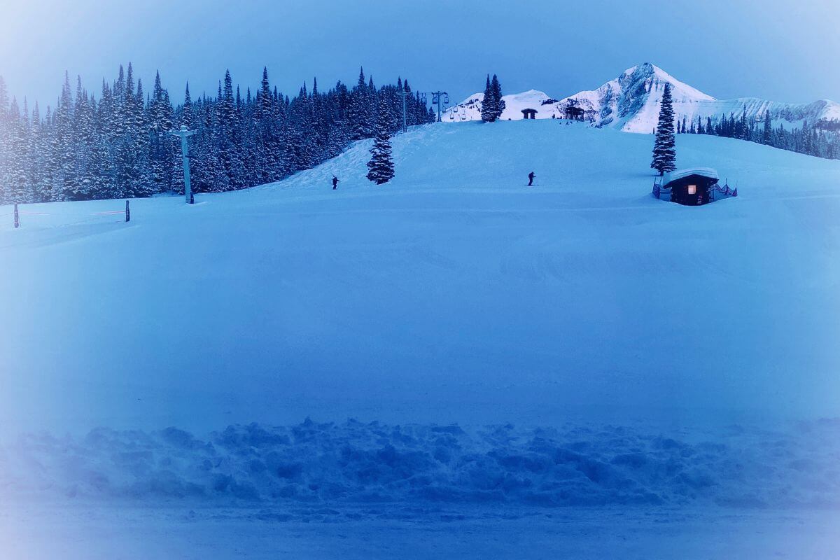 A skier enjoying the snowy slope in Montana.
