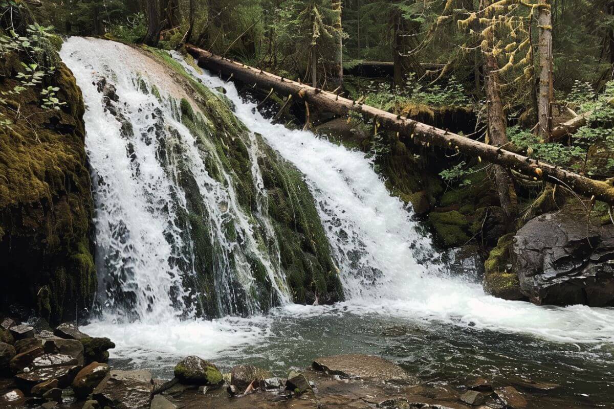 Grotto Falls in the Hyalite Canyon in Bozeman as seen from the Grotto Falls Trail