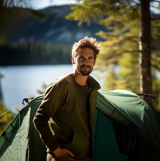 A man near a lake in Pocket Montana.